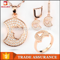 2015 fashion special shape rose gold plated micro pave setting 925 sterling silver white stone necklace set